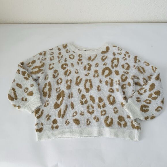 The Impeccable Pig Sweater Women S/M White Cheetah Print Eyelash Knit Preppy - Picture 1 of 7